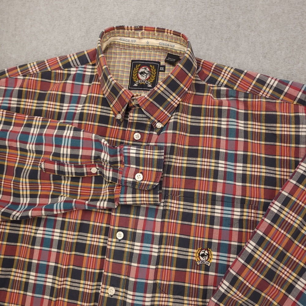 Cinch Button Front Shirt Men's XXL Cotton Plaid Western Work Shirt